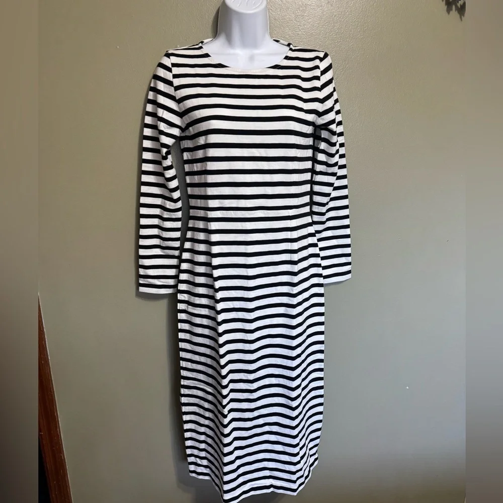 J.‎ Crew Boatneck Casual Dress, Black & White Striped, Size 4, NWT